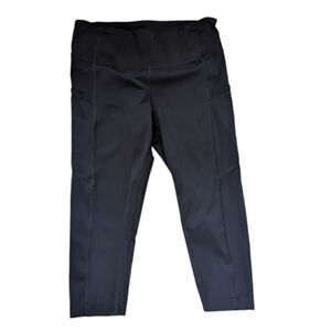 Women's Leggings Black Cropped‎ Medium Yoga Workout Drawstring activewear